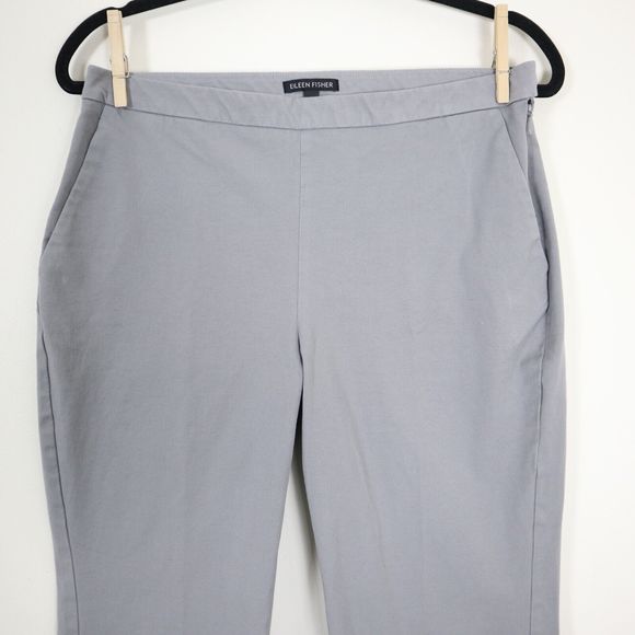 Eileen Fisher Size 8 Organic Cotton Cropped Pants Stretch Zinc Gray Flat Front - Picture 3 of 10
